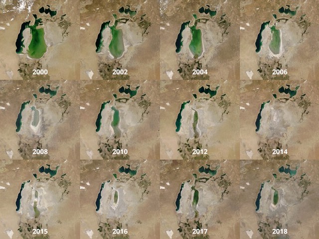 Lago d'Aral prosciugamento mappa e date