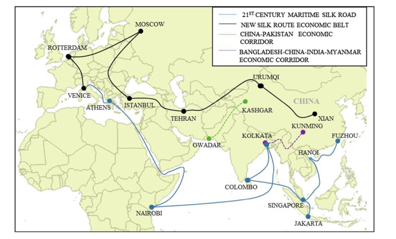 mappa la nuova via della seta one belt one road 