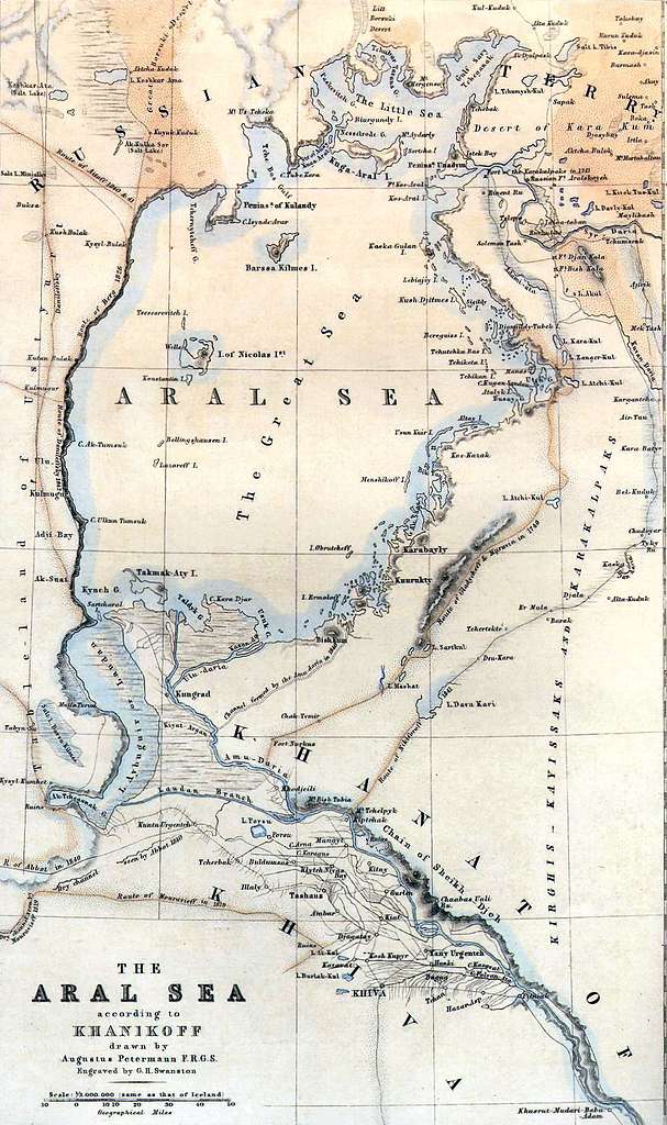 mappa Lago d'Aral 1851 dell’impero russo